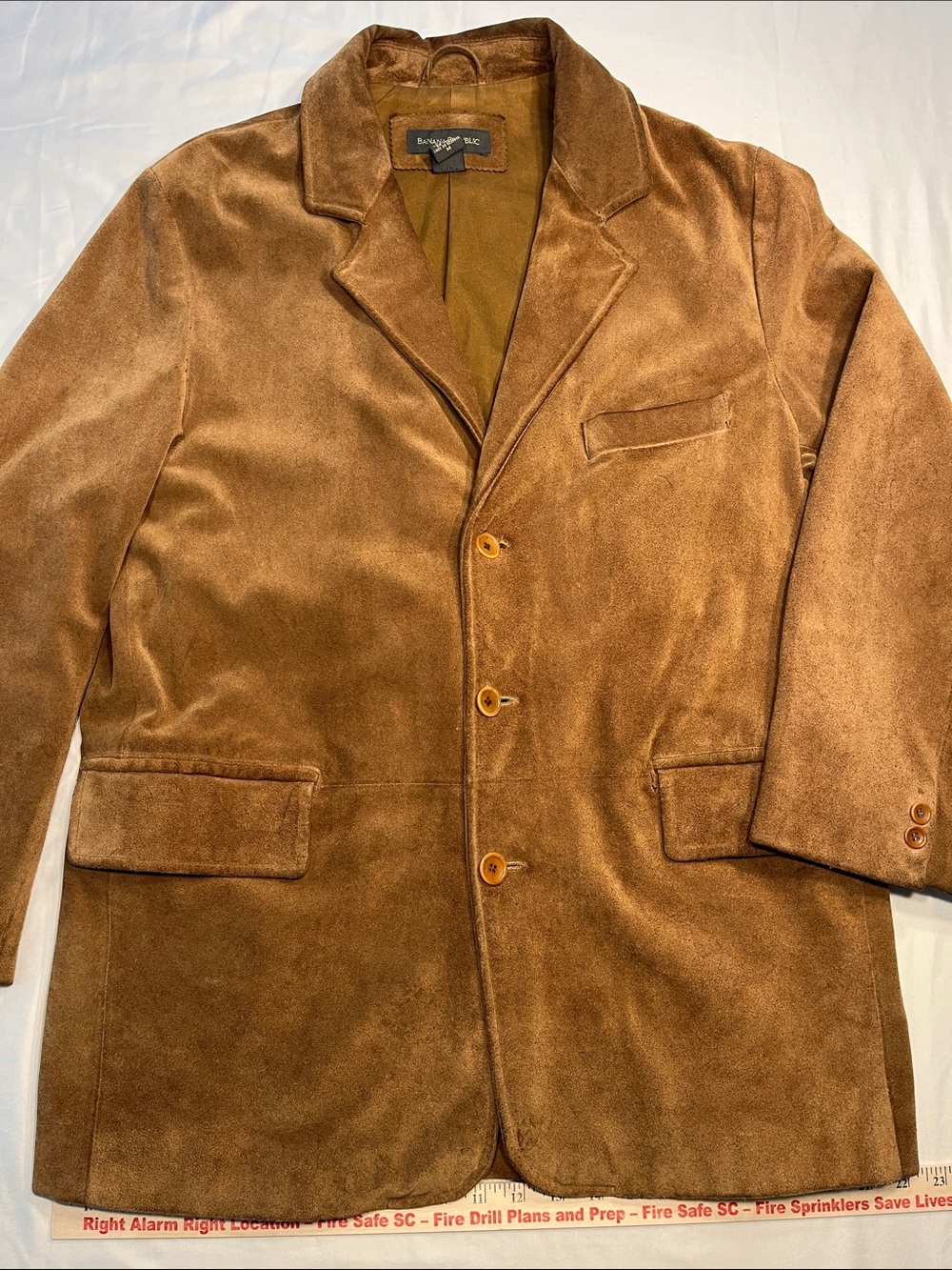Banana Republic Genuine‎ Suede Leather Blazer Sport Coat Brown Mens M Vintage